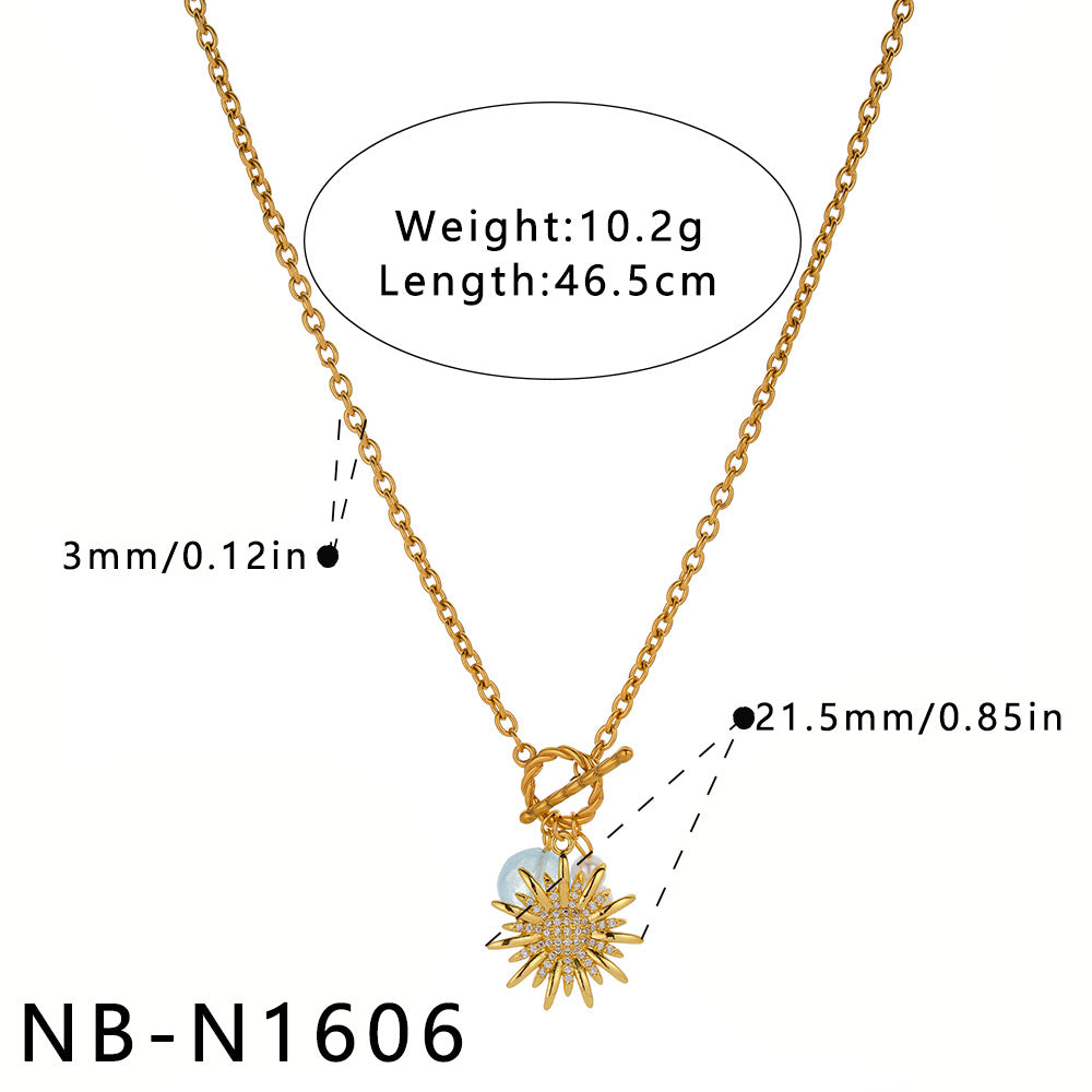 Stylish Stainless Steel Minority Simple Geometric Sun Necklaces
