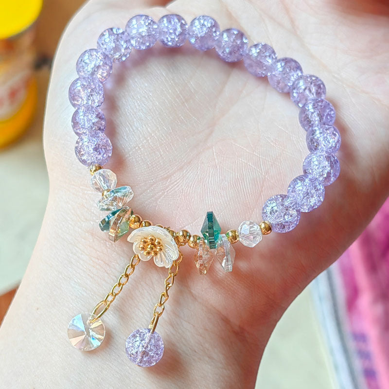 Camellia Little Daisy Crystal Girlfriends Color Glass Chipping Bracelet