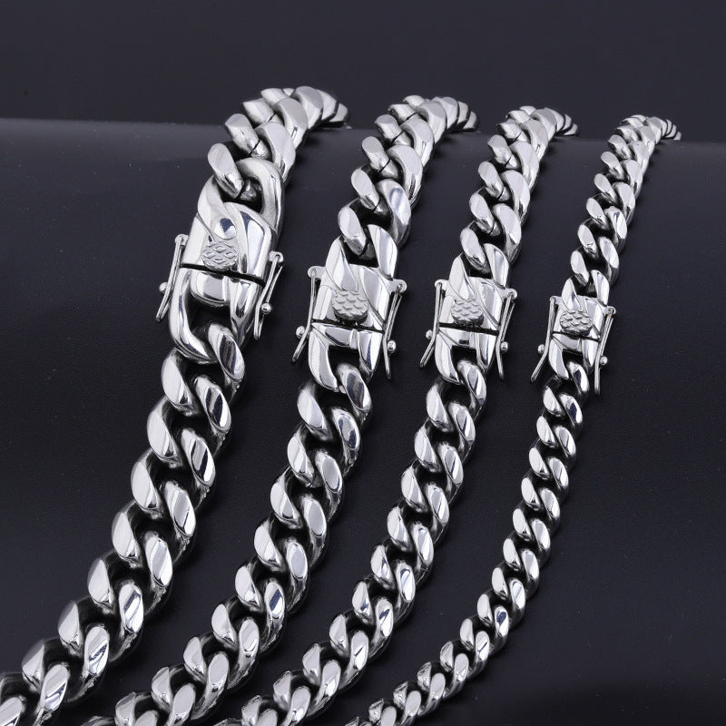 Cuban Connecting Shackle Dragon's Beard Buckle Titanium Necklaces