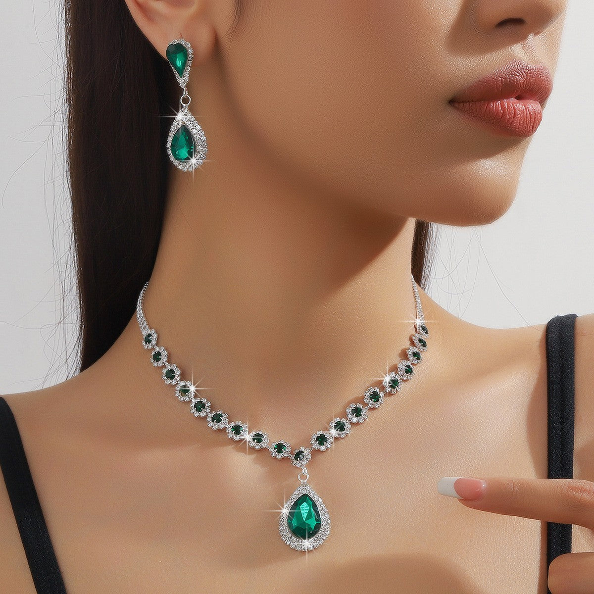 Fashion Water Drop Diamond Full Bride Necklaces