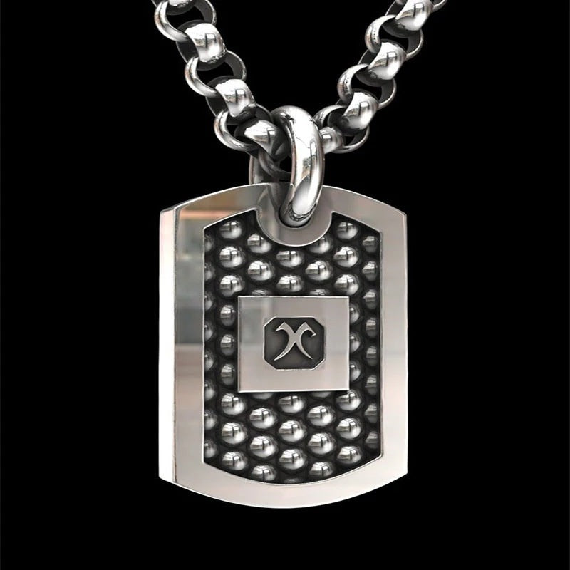 Billion Dark Hip Hop Skull Square Sier Plated Necklace