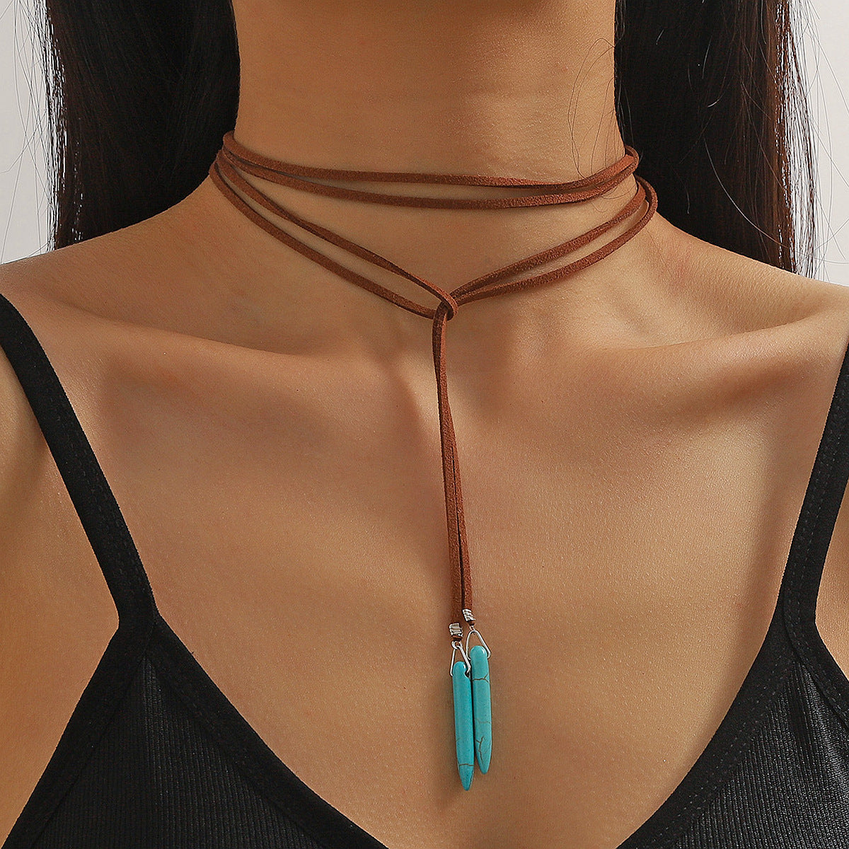 Bohemian Ethnic Style Turquoise Vintage Long Sweater Necklace