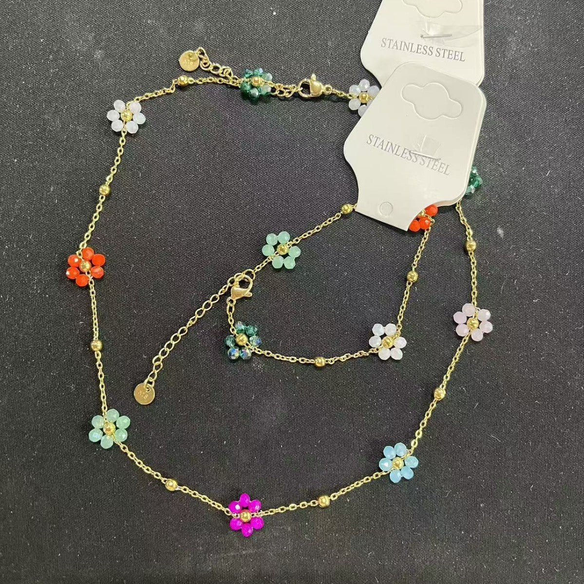 Sweet Flowers Chain Color Relaxed Stainless Bracelets
