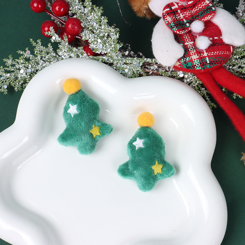 Christmas Brooch Plush Doll Santa Claus Snowman Elk Cartoon Jewelry Accessories