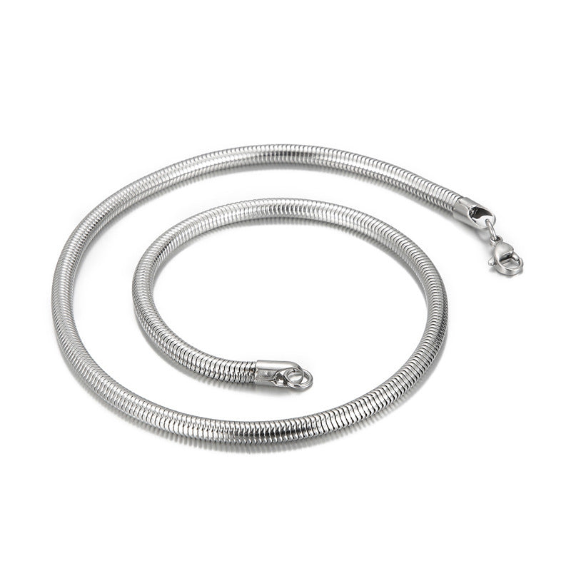 Men's Hip Hop Round Snake Bones Chain Titanium Necklaces