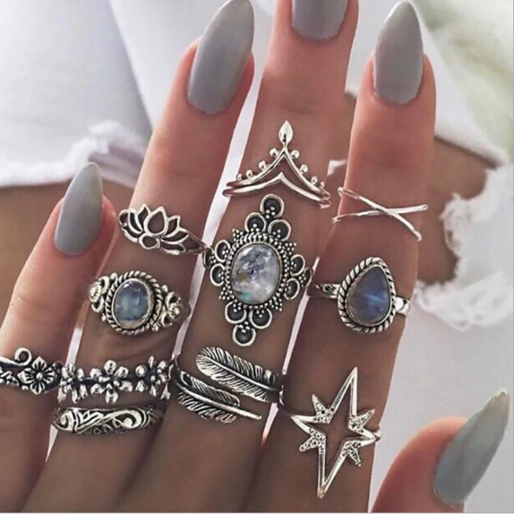 Combined Set Suit Bohemian Vacation Metal Rings