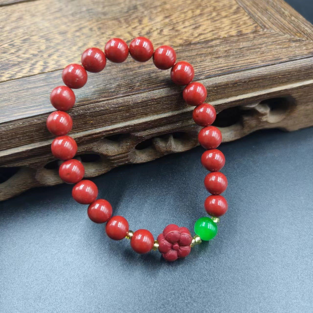 Women's & Men's Cinnabar Purple Gold Sand Single Circle Simple Buddha Beads Light Bracelet