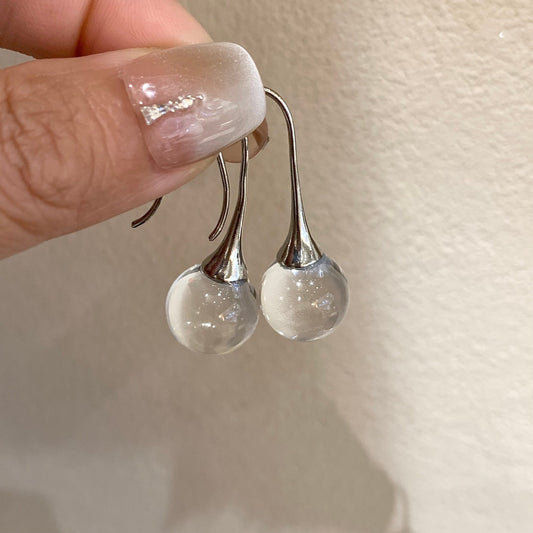 Women's Feeling French Retro Simple Super Transparent Crystal Ball Niche Design Ear Hook