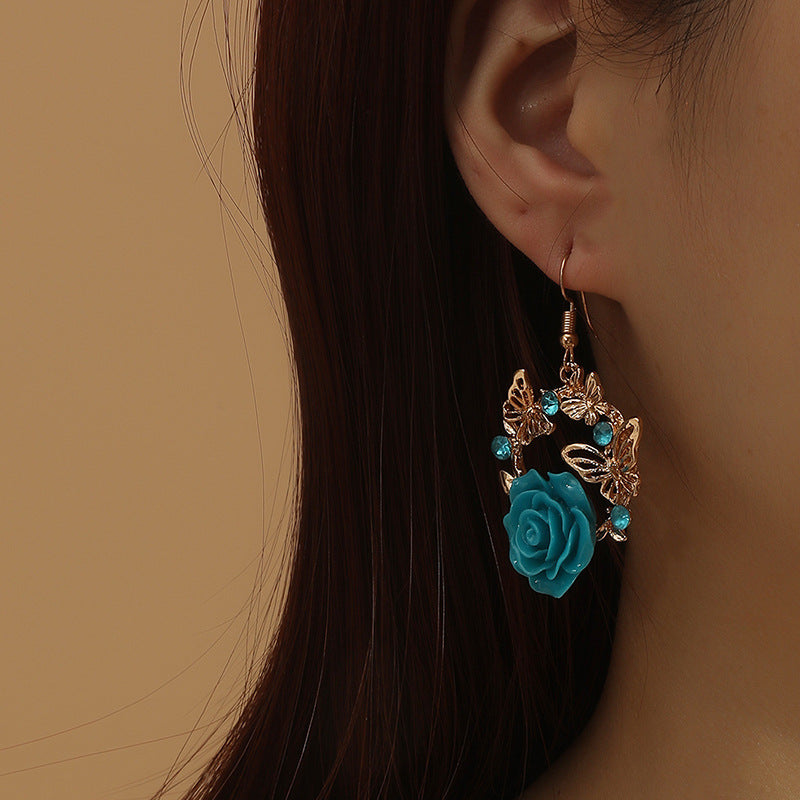 Women's Rose Resin Camellia Metal Alloy Temperament Fairy Earrings