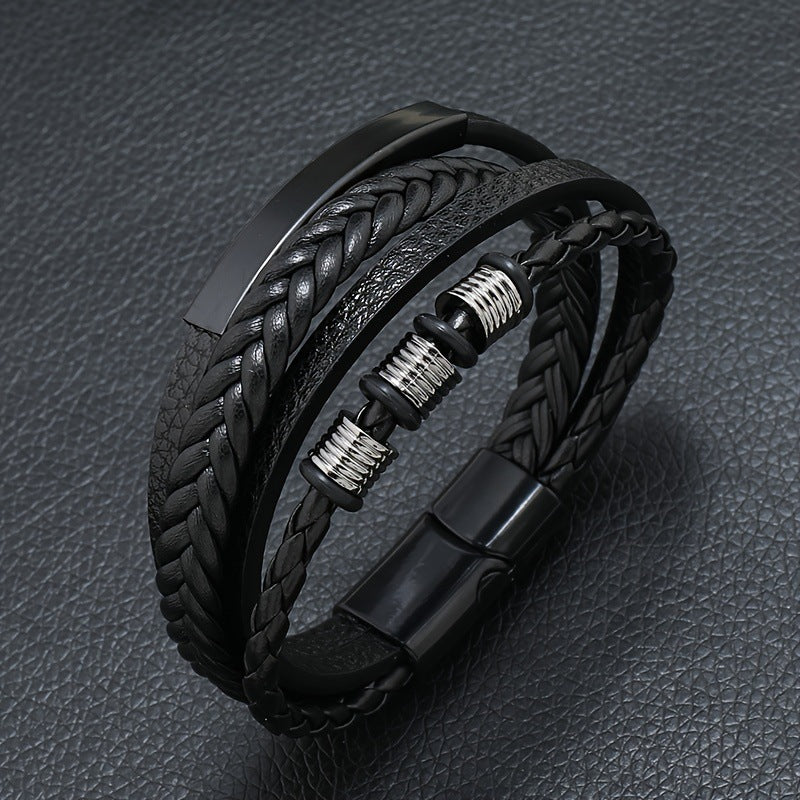 Men's Magnetic Buckle Vintage Leather Hand-woven Bracelets