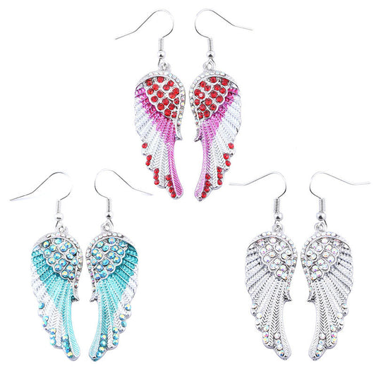 Fashion Angel Wings Three Colors Eardrop Earrings