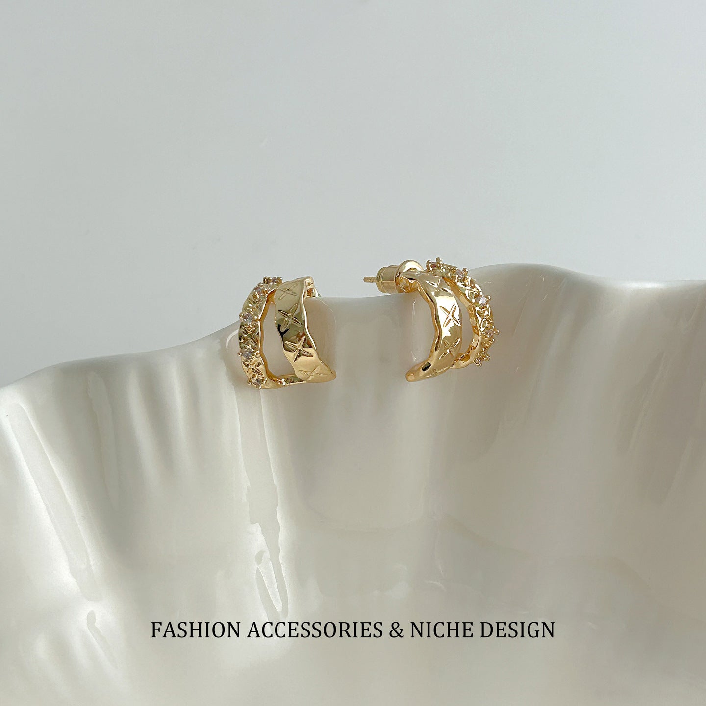 Plaid Elegant Exquisite Light Luxury High-grade Earrings