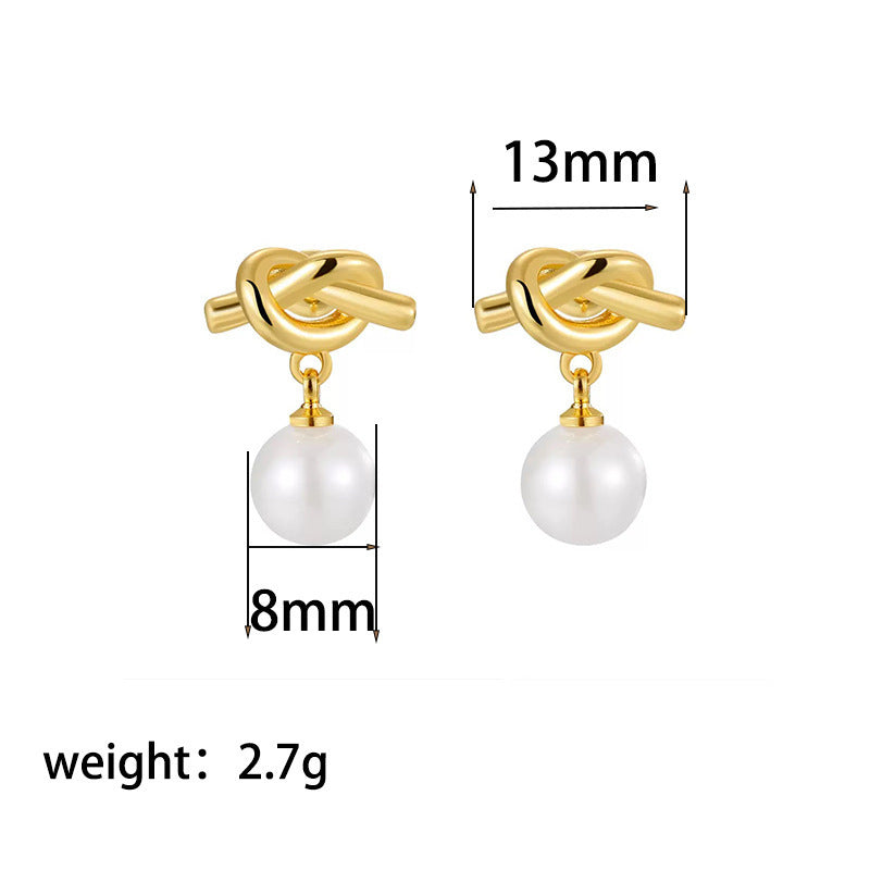 Stainless Steel Knotted Pearl Simple Fashion Unique Design Jewelry Set