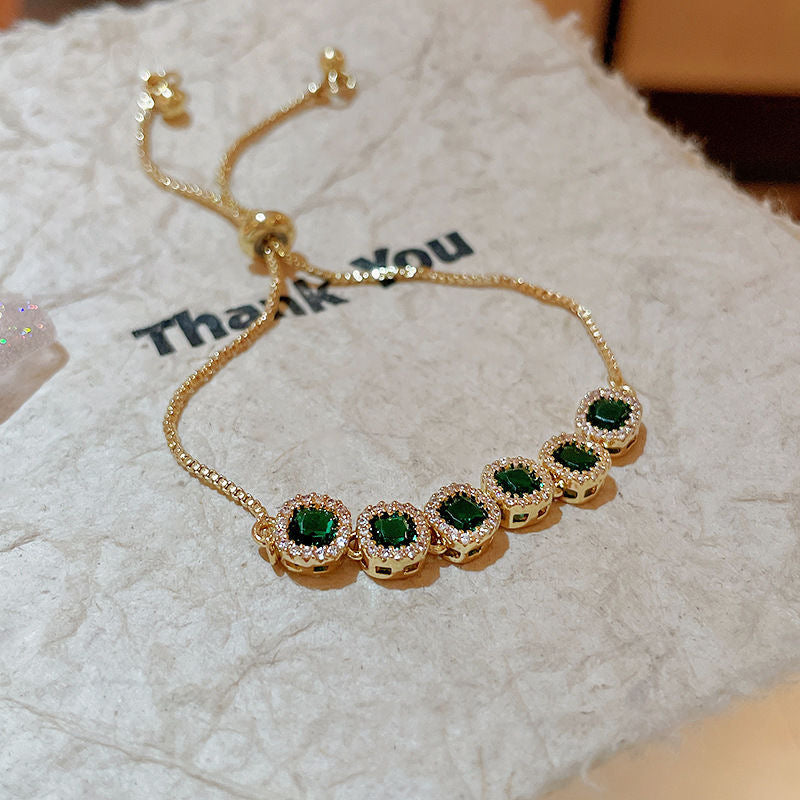 Women's Korean Geometric Round Zircon Light Luxury High-grade Stylish Simple Bracelets