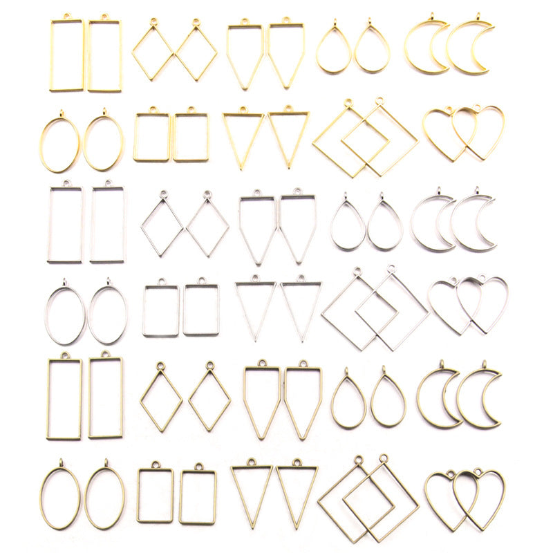 Alloy Mixed Geometric Figure Epoxy Abrasive Jewelry Accessories