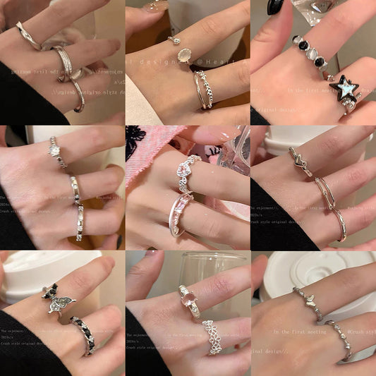 Style Female Niche Design Combination Sweet Cool Rings
