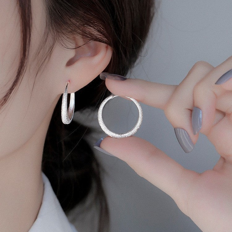 Clip Personality Minimalist Elegant Matte Copper Stud Earrings