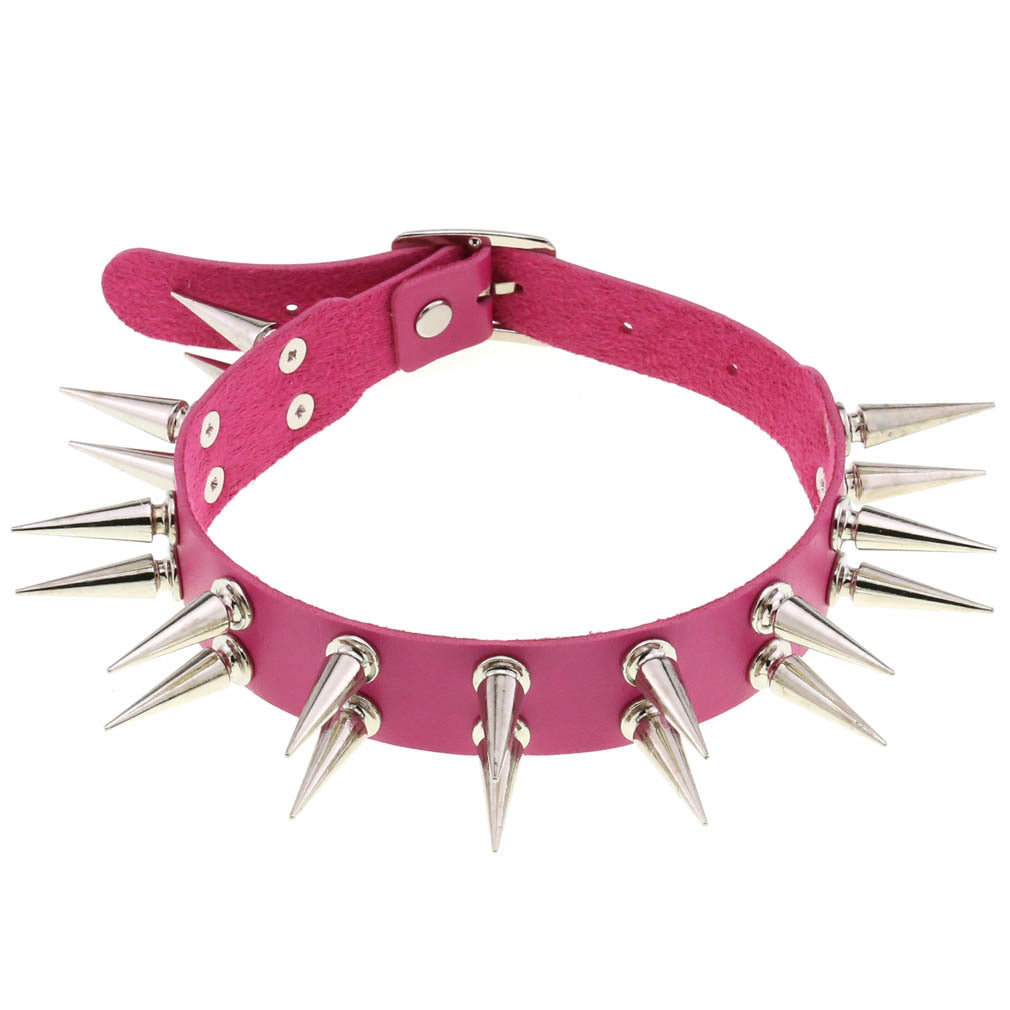 Creative Double Row Rivet Pointed Nail Collar