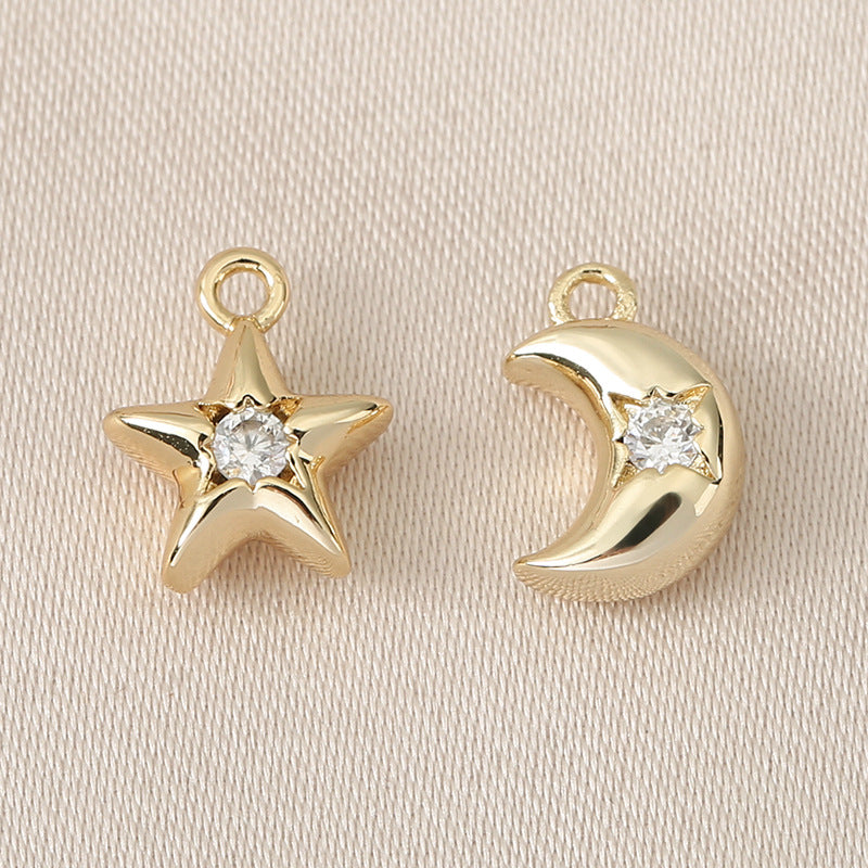 Slouchy Color Star Moon Copper Zircon Jewelry Accessories