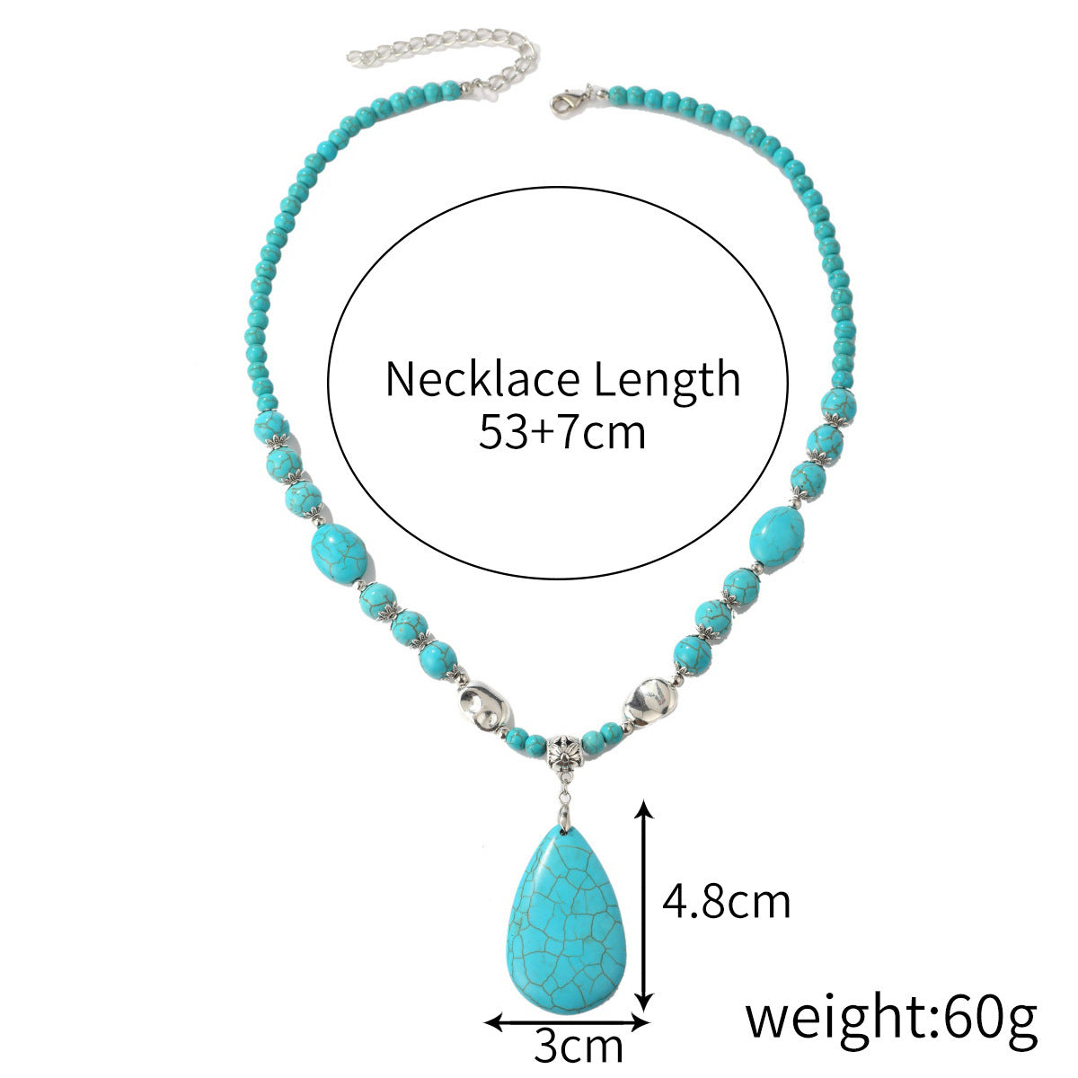 Bohemian Ethnic Style Turquoise Vintage Long Sweater Necklace