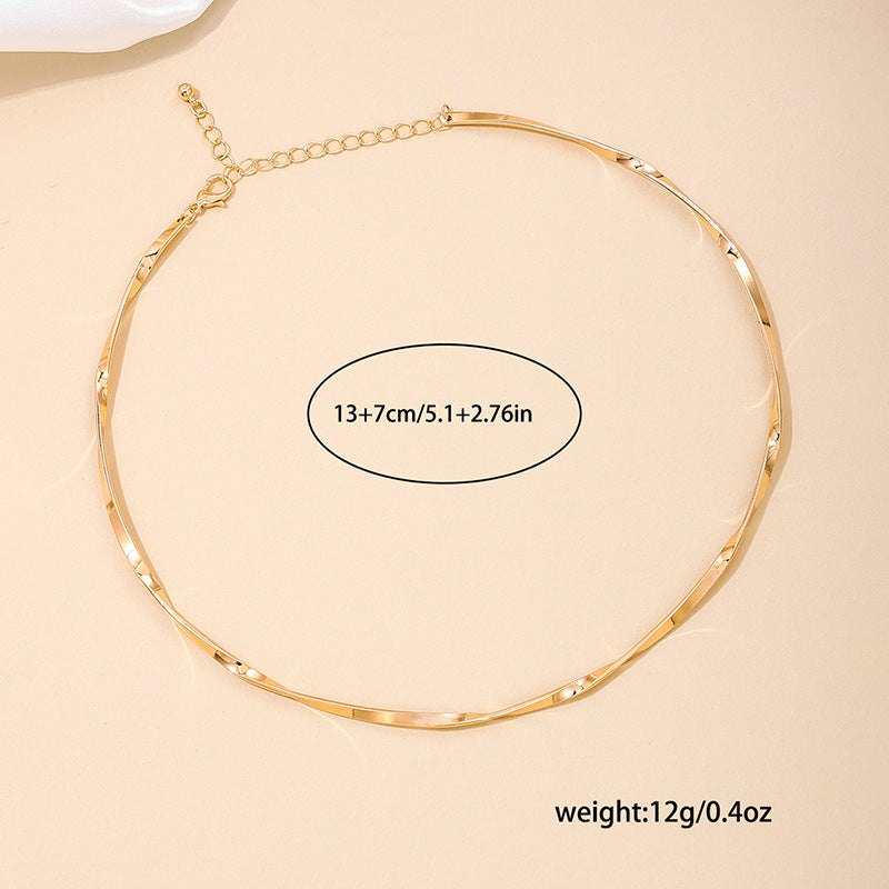 Women's Piece Minimalist Style Metal Twist Line Choker Daily Trendy Necklaces