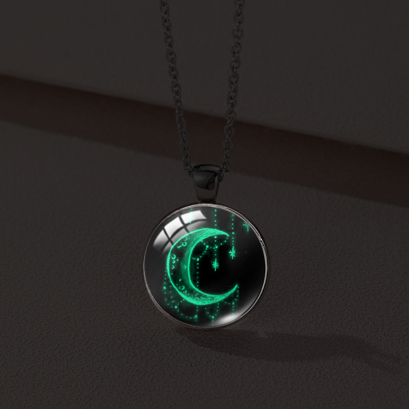 Sun Moon Lovers Couple Star Luminous Time Stone Valentine's Necklace