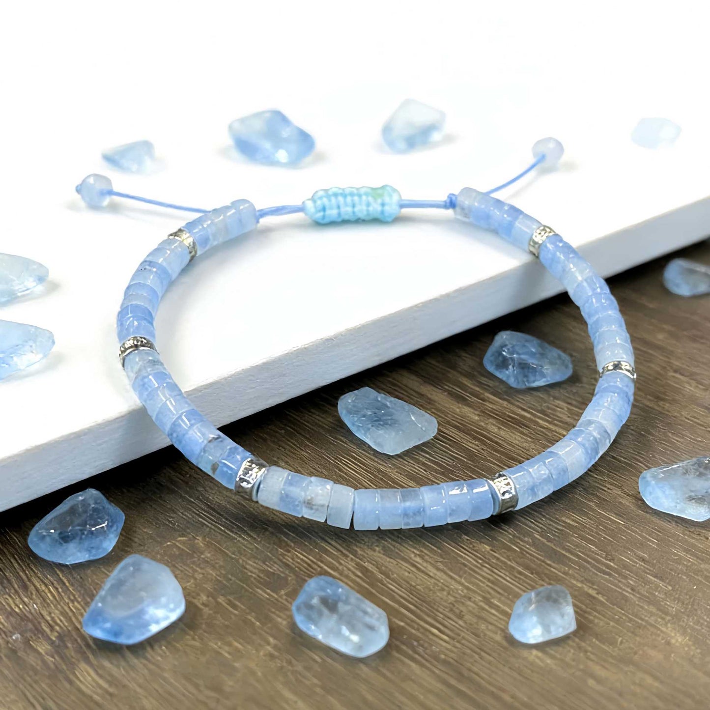 Xi Natural Aquamarine Adjustable Self-love Theme Bracelet