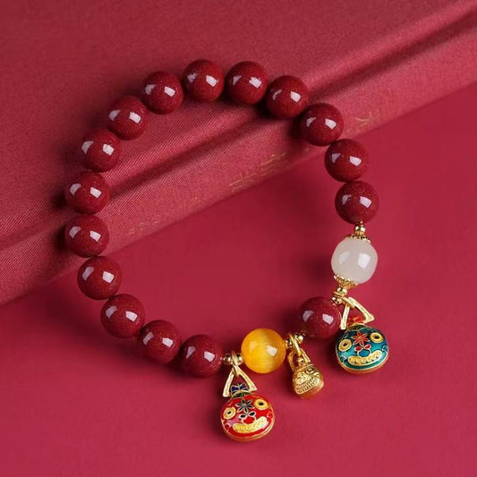 Raw Ore Cinnabar Swallowing Gold Beast High Content Purple Sand Bracelet