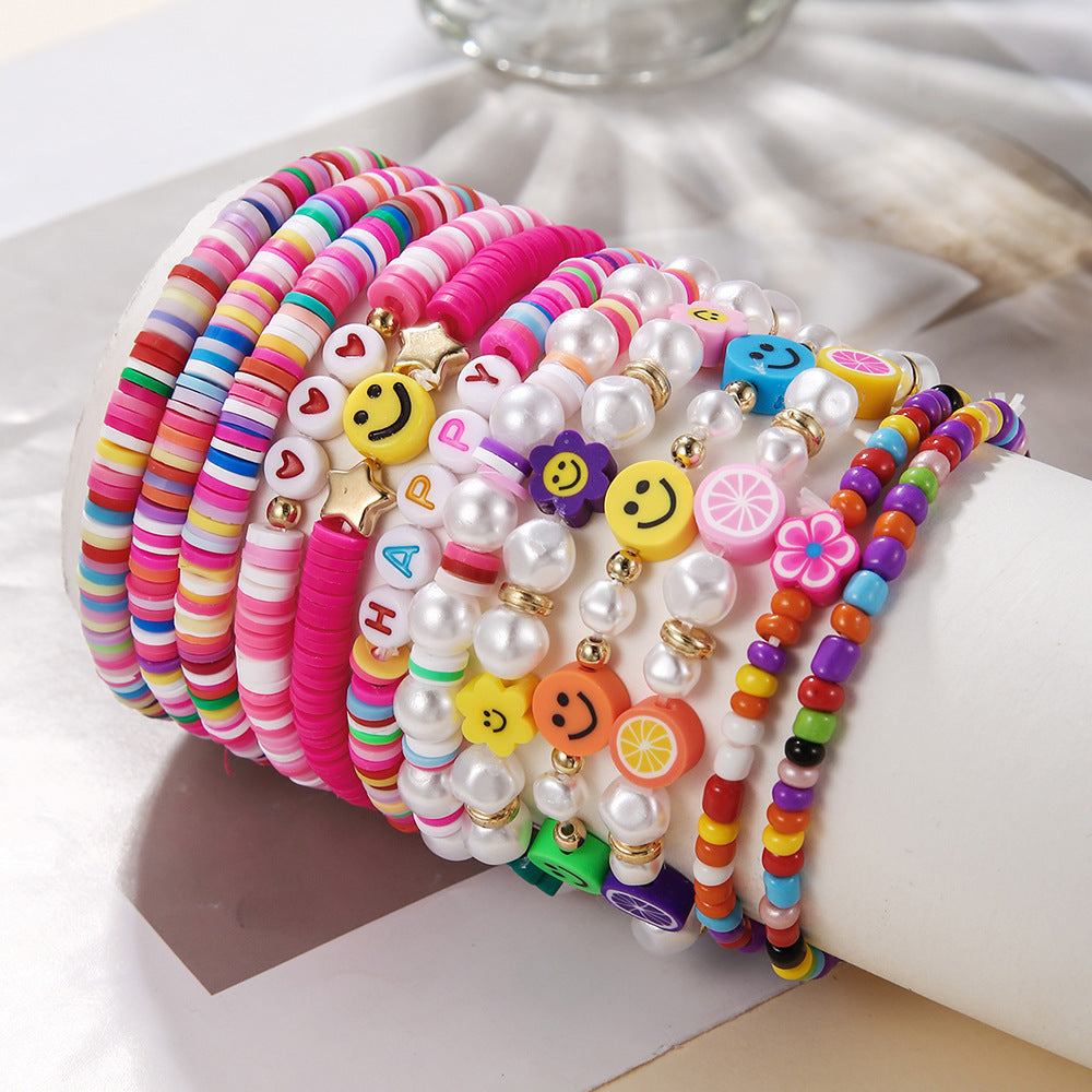 Fashion Simple Filament Flower Polymer Clay Bracelets