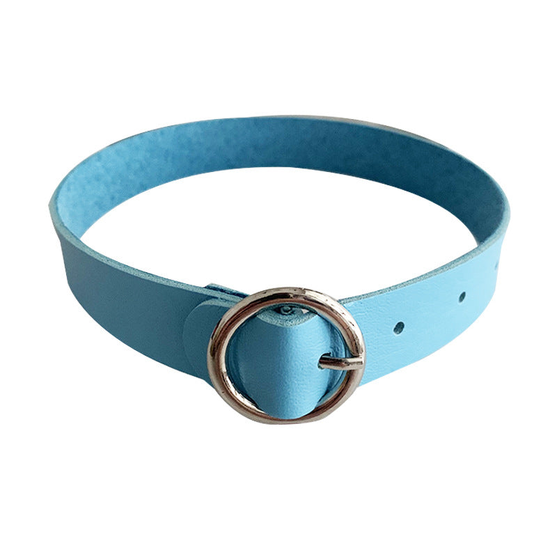 Leather Round Gothic Simple Neck Band Collar