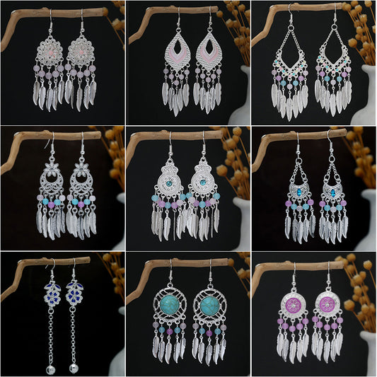 Personalized Ethnic Style Miao Sier Geometric Colorful Rings