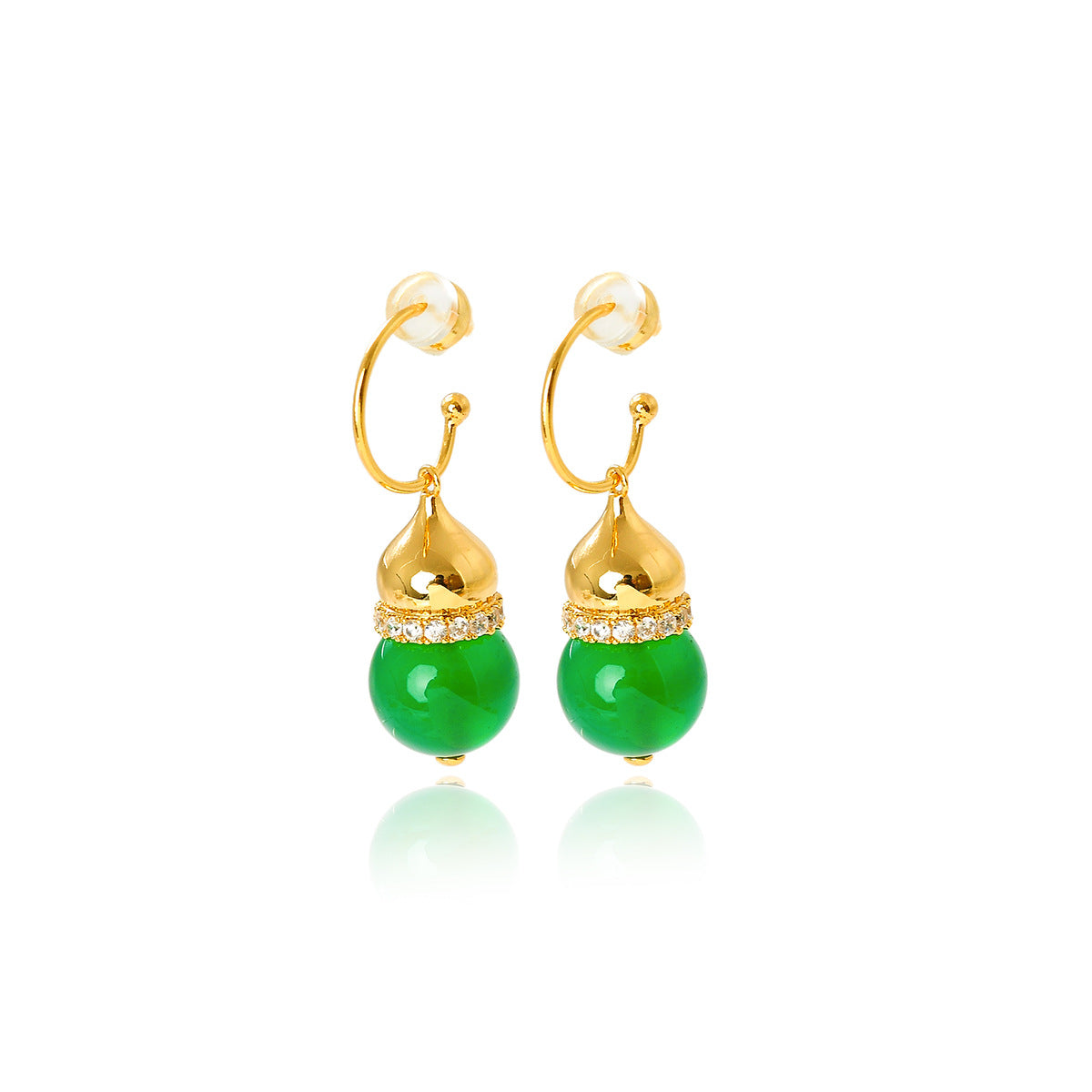 Women's Plating Chalcedony Pearl Ear Hook French Retro Flow Light Style Earrings