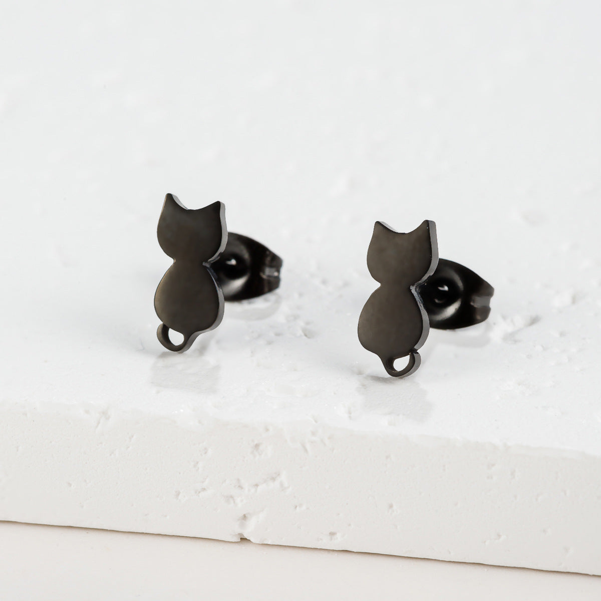 Stainless Steel Goldfish Bird Ear Design Ghost Skull Stud Earrings
