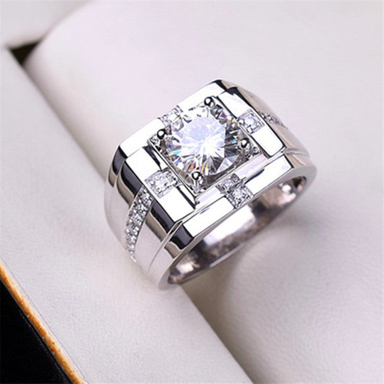 Men's Source Moissanite Open Mouth Man's Domineering Opening Adjustable Ring