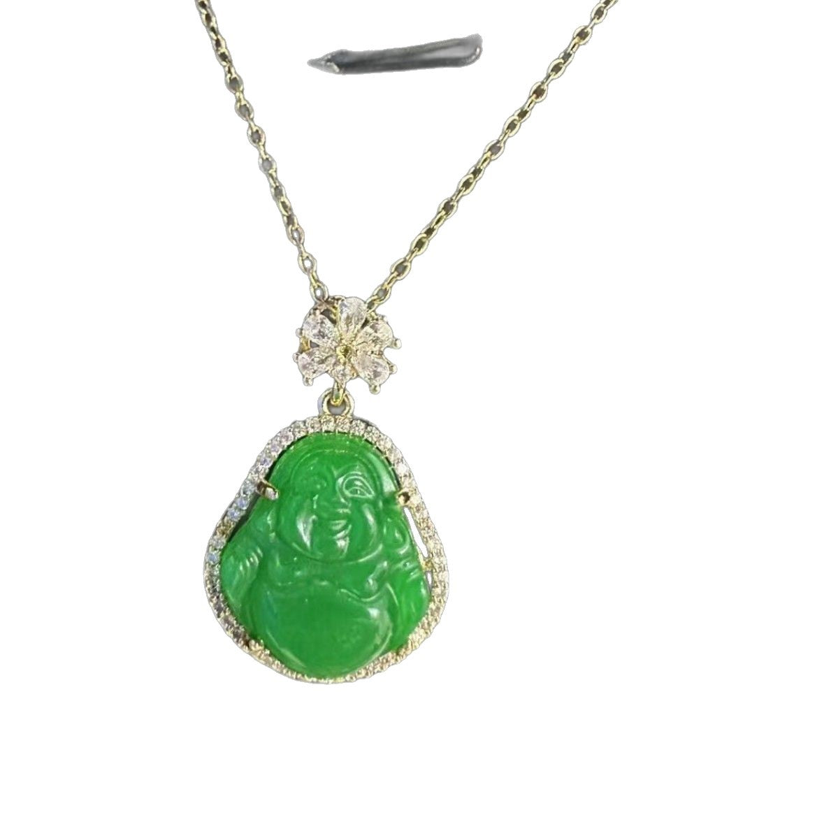 High Ice Chalcedony Buddha Titanium Steel Female Clavicle Necklaces