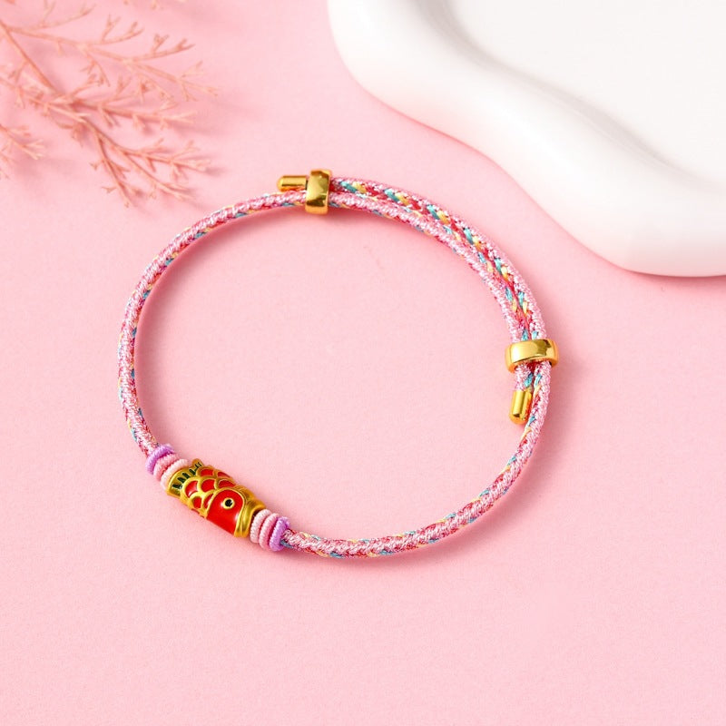 Children's Colorful Braided Rope Wrist String Safe Red Bracelet
