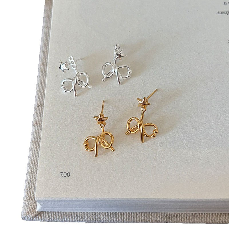 Women's Front Rear Wear Bow Small Refined Personalized Sweet Trendy Earrings