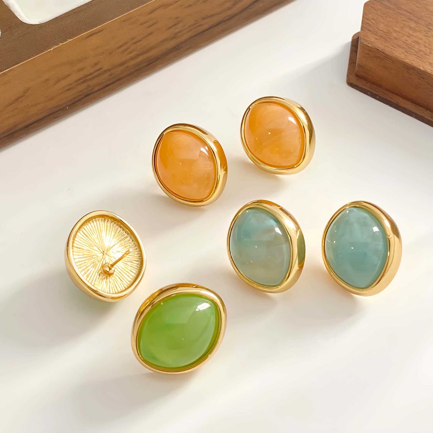 Women's Resin For French Entry Lux Smudges Ornamental Stone High-grade Earrings