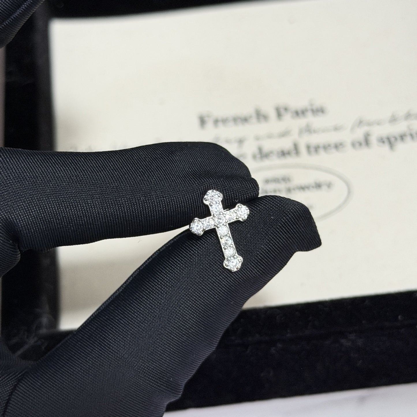 Sweet Cool Personality Bow Zircon Flat Bottom Titanium Steel Ear Rings