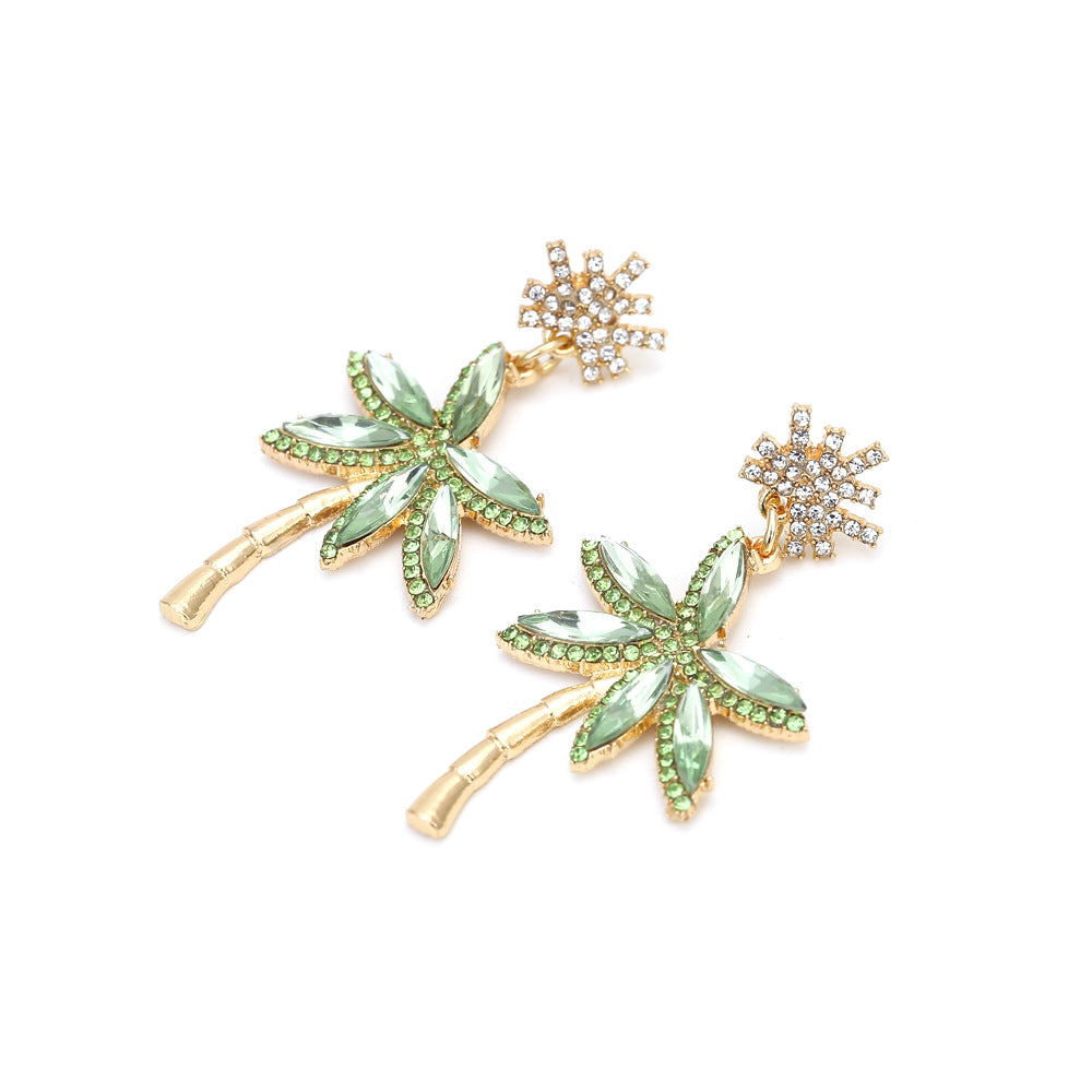 Women's Trendy Coconut Tree Colorful Zinc Alloy Elegant Fashion Personality Ear Rings