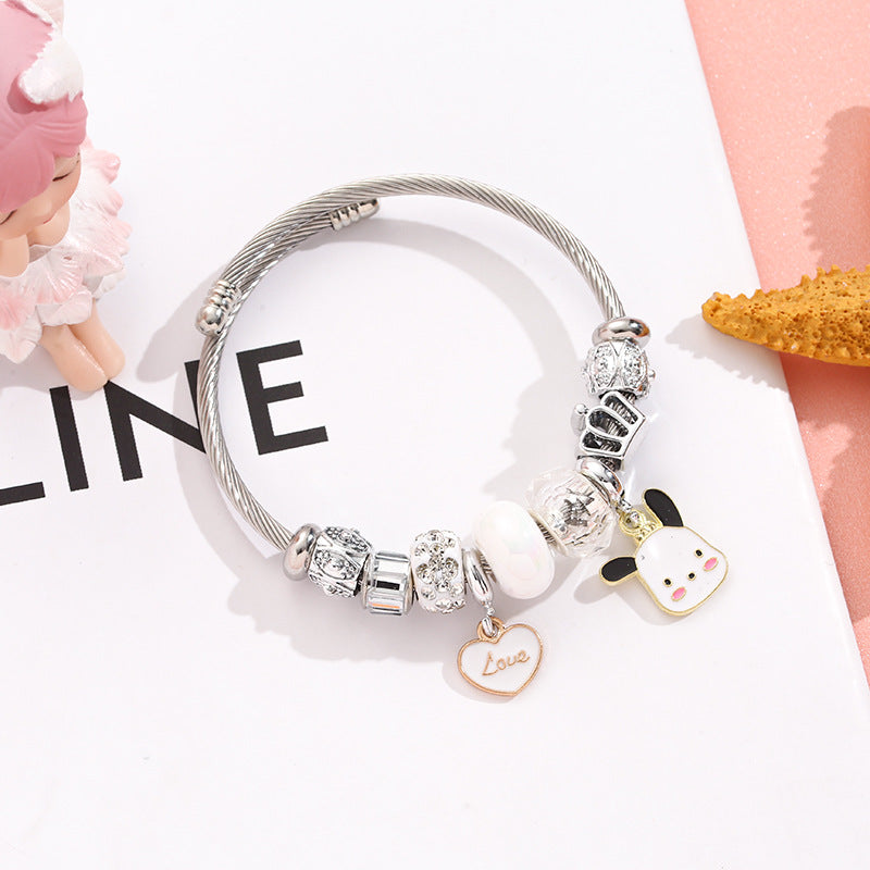 Korean Stainless Steel Beaded For Best Friend Cartoon My Bracelets