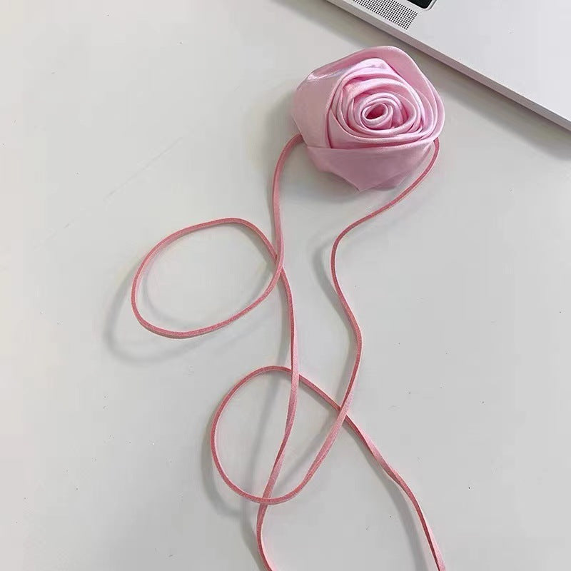 Niche Retro Pure Rose Handmade Wrist Flower Silk Female Sexy Collar