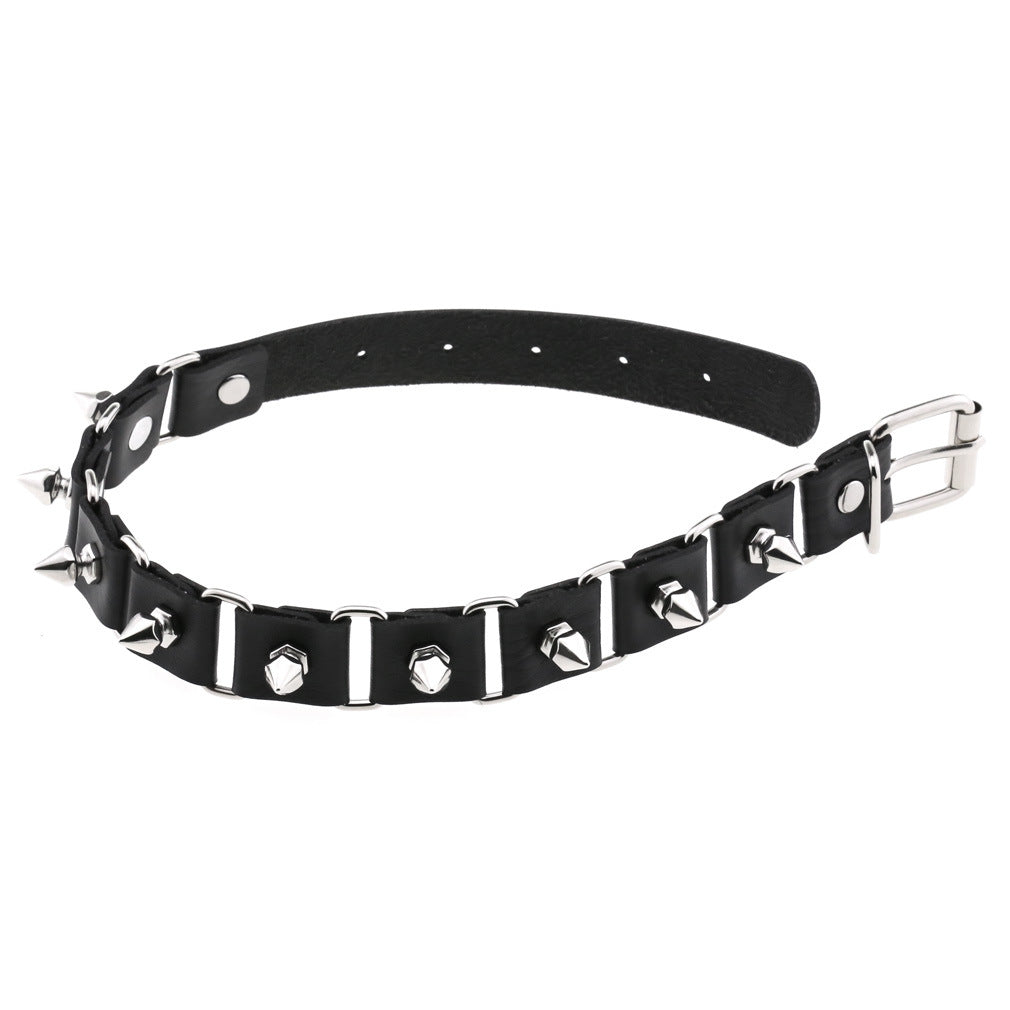 Gothic Elegant Stitching Neckband Personality Trend Buckle Spike Collar