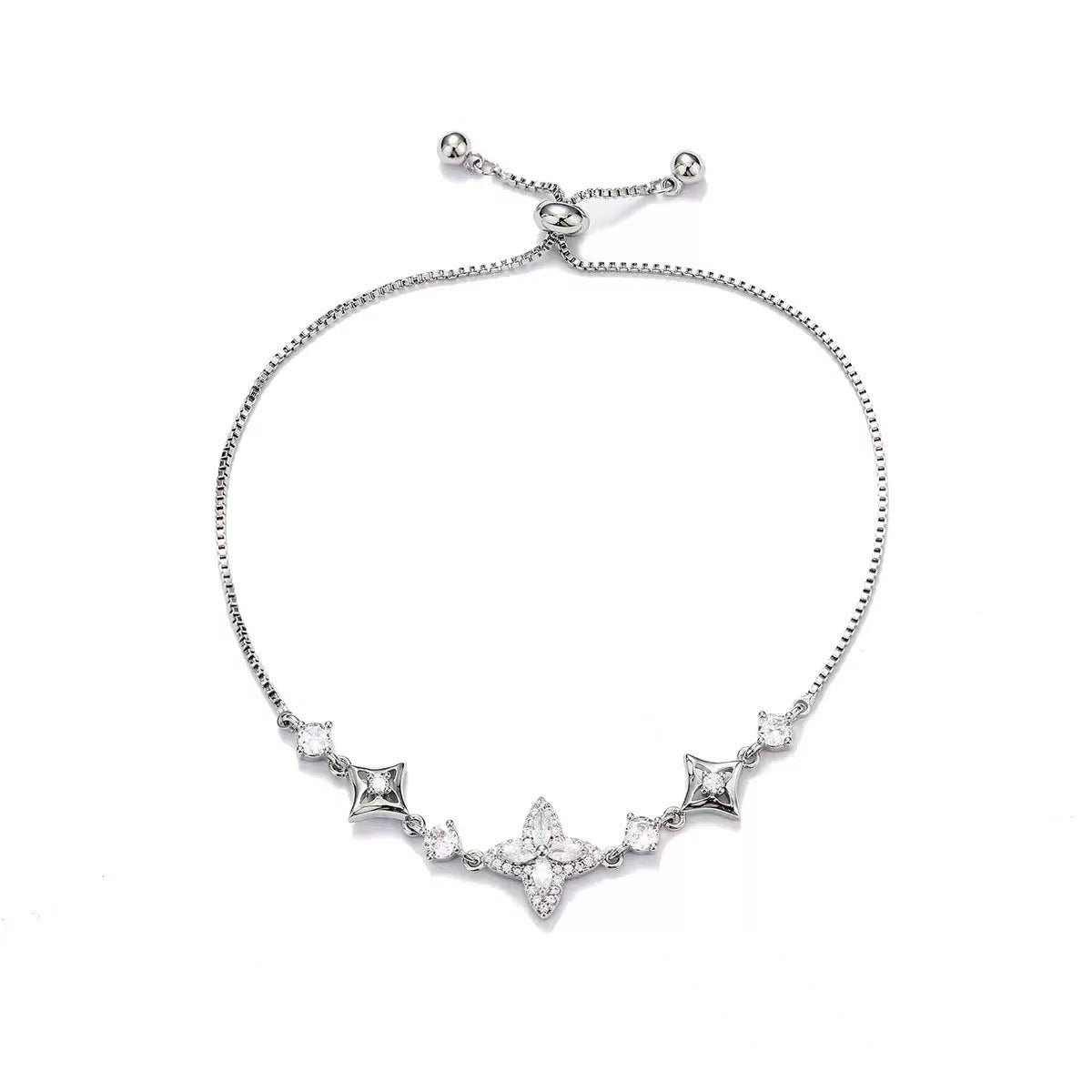 Full Diamond Flower-de-luce Pull Adjustment Light Luxury High-grade Bracelet
