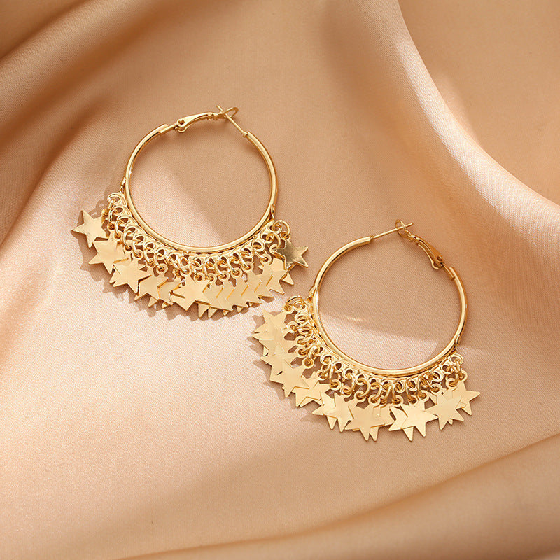 Women's Fashion Personality Five-pointed Star Style Exaggerated Series Earrings