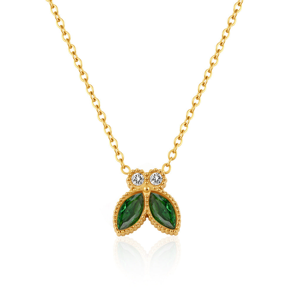 Women's Elegant Fashion Butterfly Inlaid Zircon Stainless Steel Gold Plated Pendants