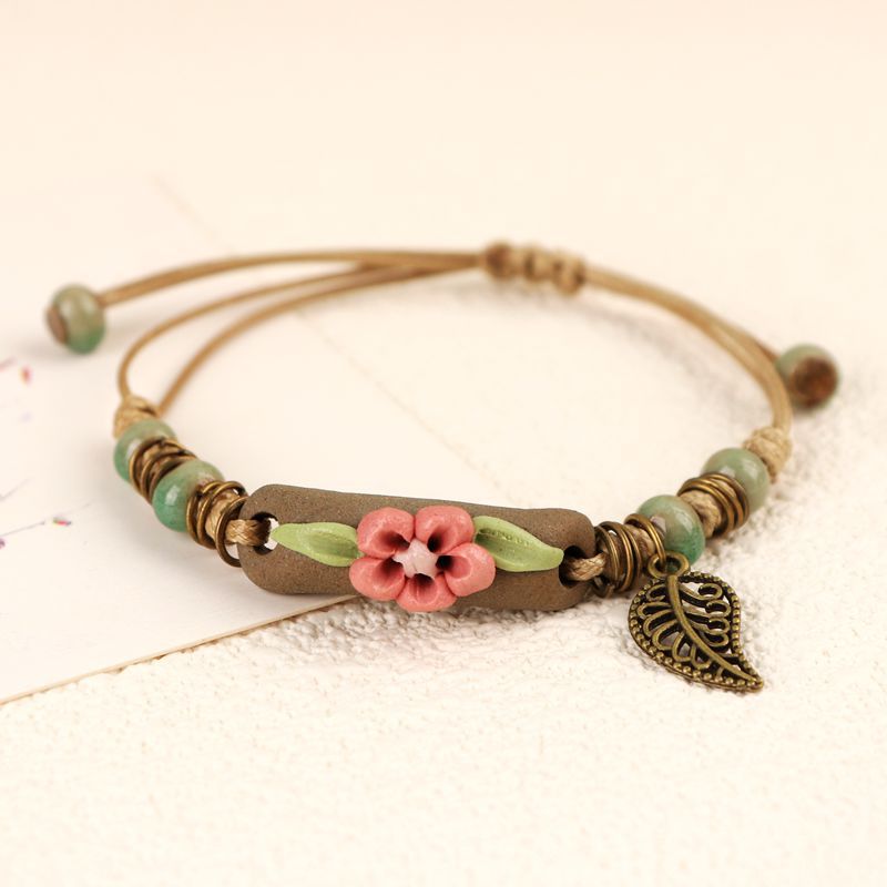 Handmade Pinch Ceramic Woven Mori Style Small Fresh Adjustable Vintage Pendants