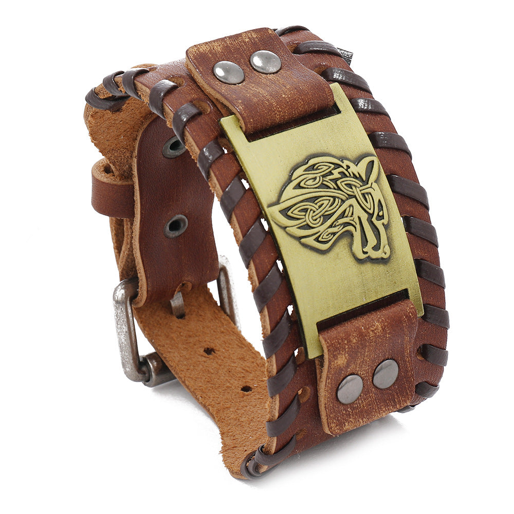 Men's Totem Lucky Tree Cattle Leather Vintage Bracelets