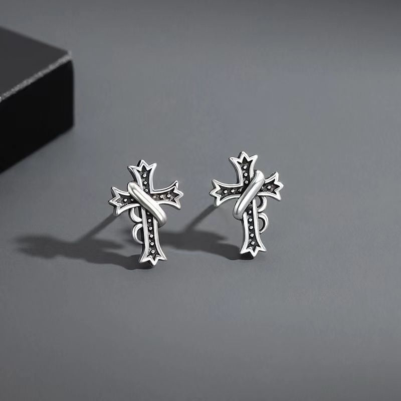 Men's Fashion Frosty Style Personality Imitation Thai Sier Stud Earrings