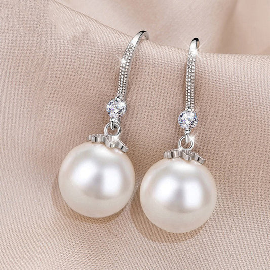 Women's Style Sier Pearl Fashion Real Trendy Earrings